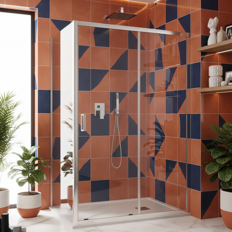 Porta doccia scorrevole cm 100 in cristallo anticalcare Trasparente 6 mm e telaio in alluminio collezione Way by DocciaGo