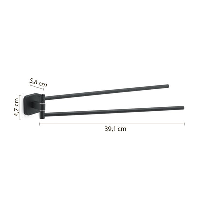 Portasalviette a snodo Gedy modello Tonga 4.7x39.1xH5.8 cm - Nero Matt by CeramicStore | Lo specialista del tuo bagno