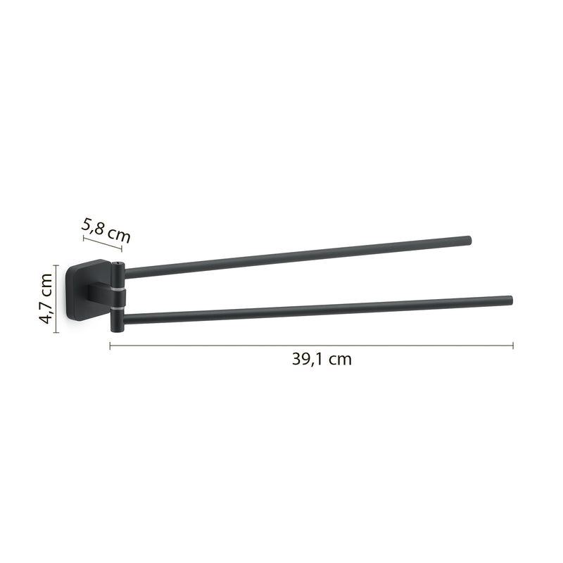 Portasalviette a snodo Gedy modello Tonga 4.7x39.1xH5.8 cm - Nero Matt by CeramicStore | Lo specialista del tuo bagno