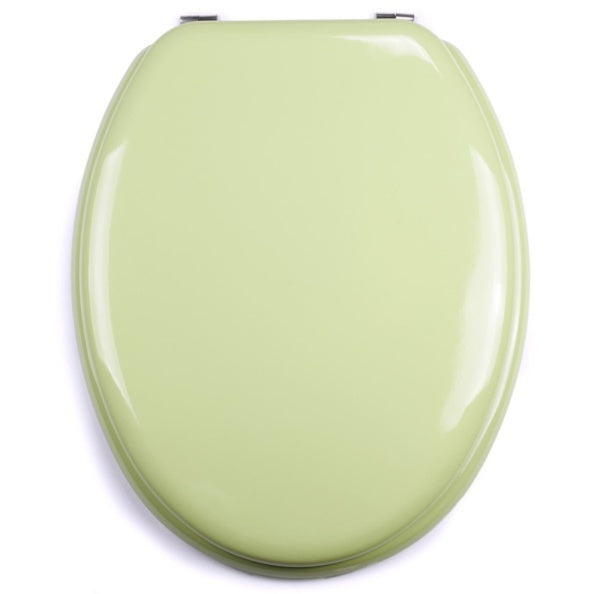 Sedile WC universale modello KLAK realizzato in MDF Verde Mandorla e Cerniere in acciaio inox