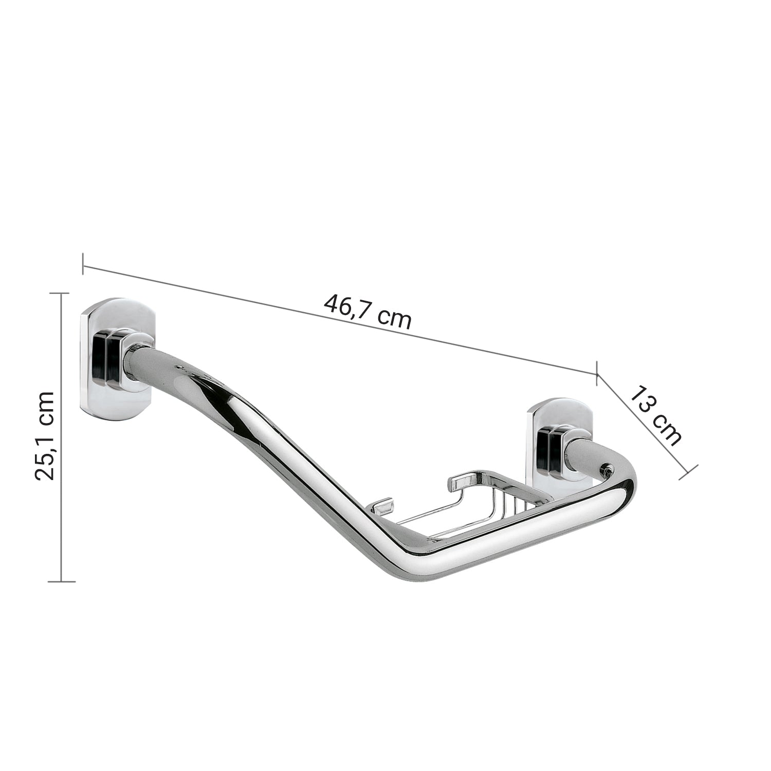 Maniglione 135° con portasapone modello Edera di Gedy - Cromato by CeramicStore | Lo specialista del tuo bagno