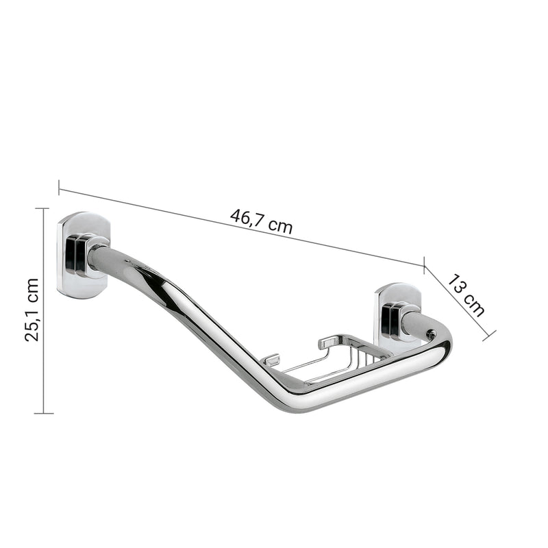 Maniglione 135° con portasapone modello Edera di Gedy - Cromato by CeramicStore | Lo specialista del tuo bagno