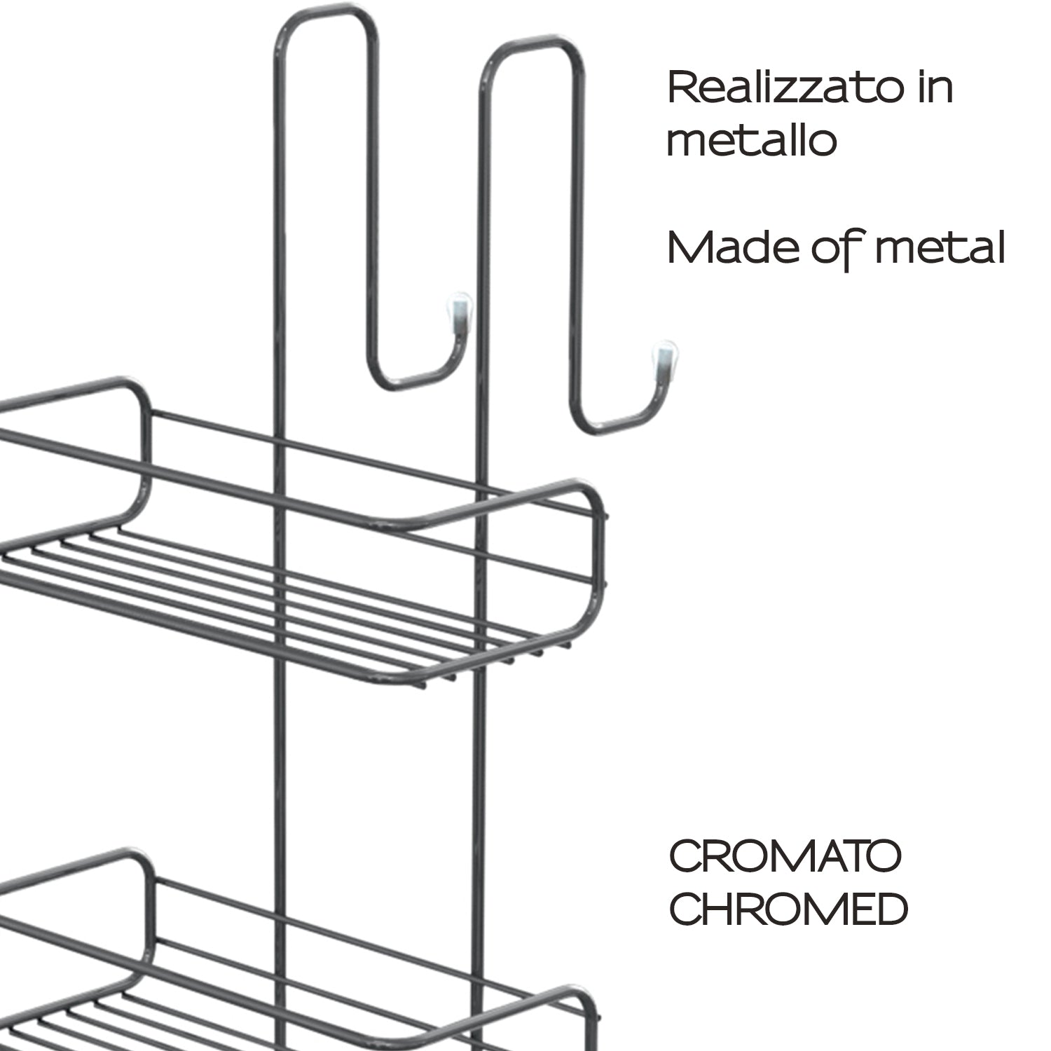 Portaoggetti doccia rettangolare appendibile a 2 ripiani di Gedy modello Tito - Cromato by CeramicStore | Lo specialista del tuo bagno