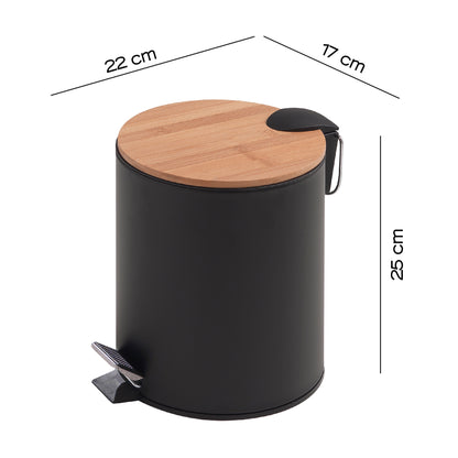 Porta rifiuti 3 litri modello Kenta in bambu'/nero by CeramicStore | Lo specialista del tuo bagno