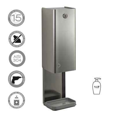 Distributore di sapone/gel igienizzante Touchless di Gedy modello Bonito - Spazzolato by CeramicStore | Lo specialista del tuo bagno