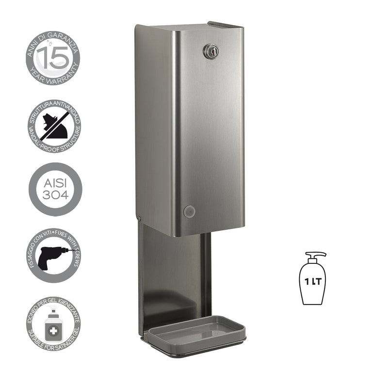 Distributore di sapone/gel igienizzante Touchless di Gedy modello Bonito - Spazzolato by CeramicStore | Lo specialista del tuo bagno