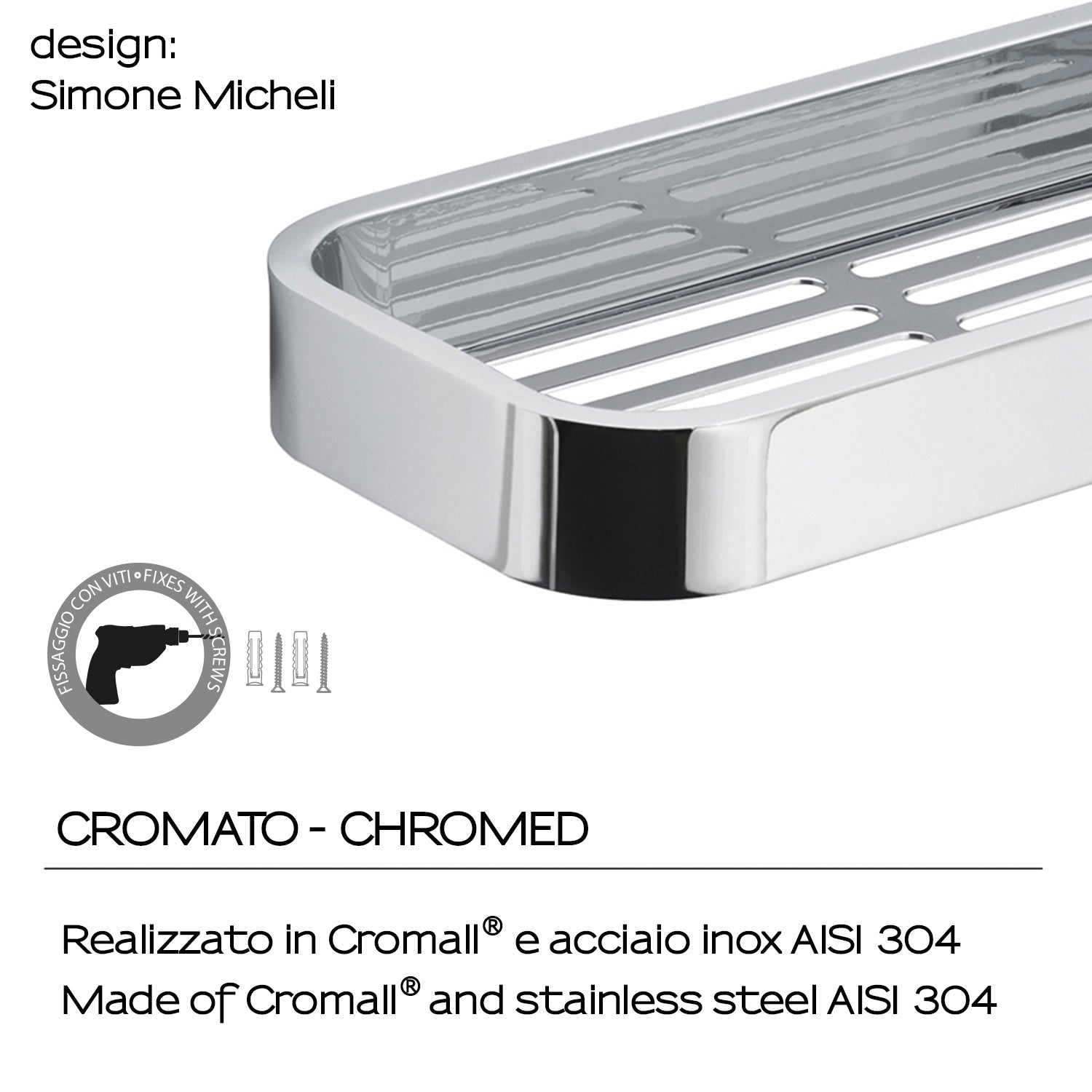 Portaoggetti doccia Rettangolare Outline in Acciaio Inox AISI 304 di Gedy - Cromato by CeramicStore | Lo specialista del tuo bagno