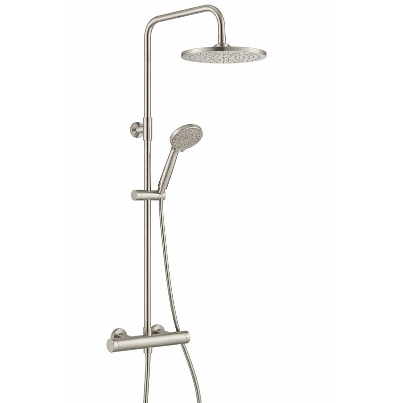 Colonna doccia nichel spazzolato orientabile con soffione, doccino e miscelatore MX3C