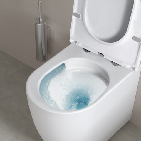 Sanitari a terra filomuro Sally BathCore scarico tornado 52x36 cm con copriwater soft close - Bianco Opaco