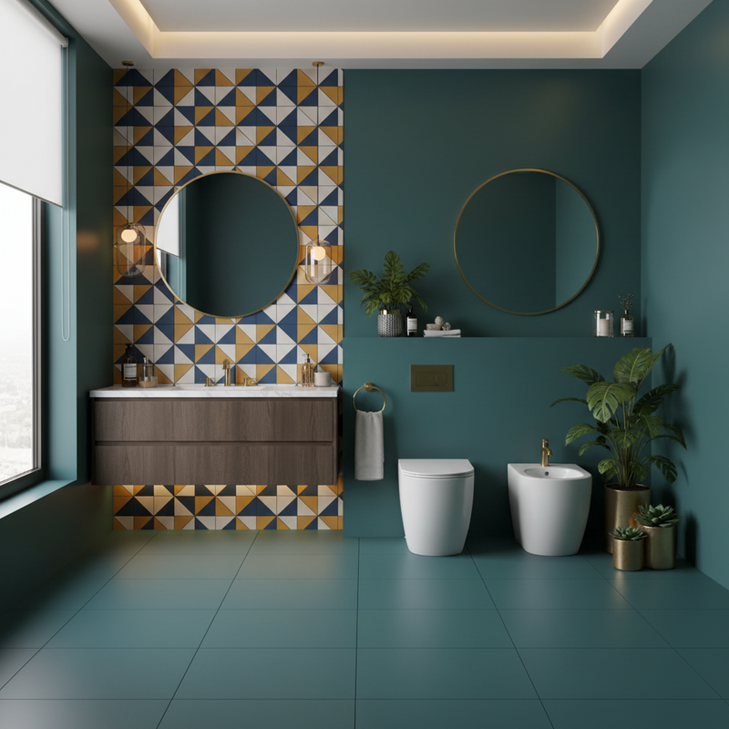 Sanitari filo muro senza brida scarico Traslato fino a 26 cm BathCore Kover wc + bidet + sedile soft close.