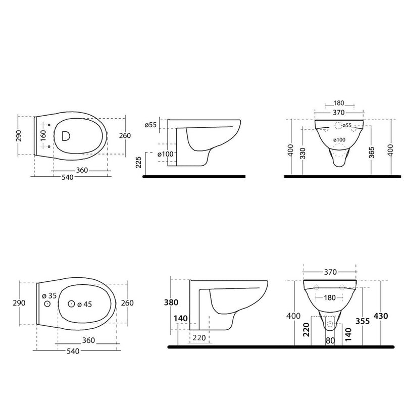 Sanitari sospesi  BathCore Smart wc + bidet + sedile soft close
