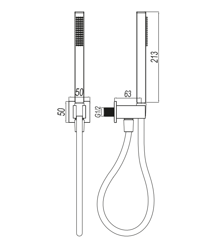 Set doccia incasso quadro in acciaio inox 316L con doccetta e flessibile - Acciaio spazzolato