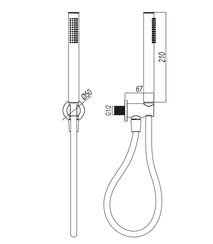 Set doccia incasso tondo in acciaio inox 316L con doccetta e flessibile - Bronzo