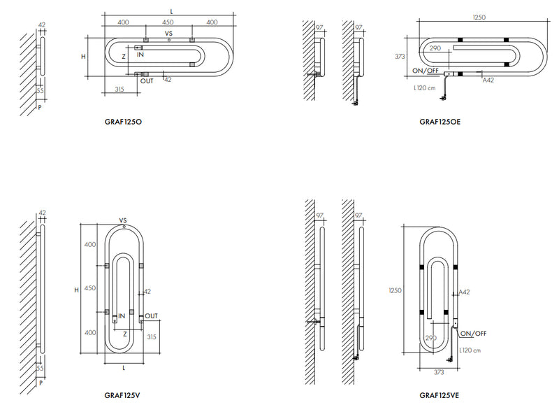 Termoarredo di design Graffe in acciaio cromato Scirocco H