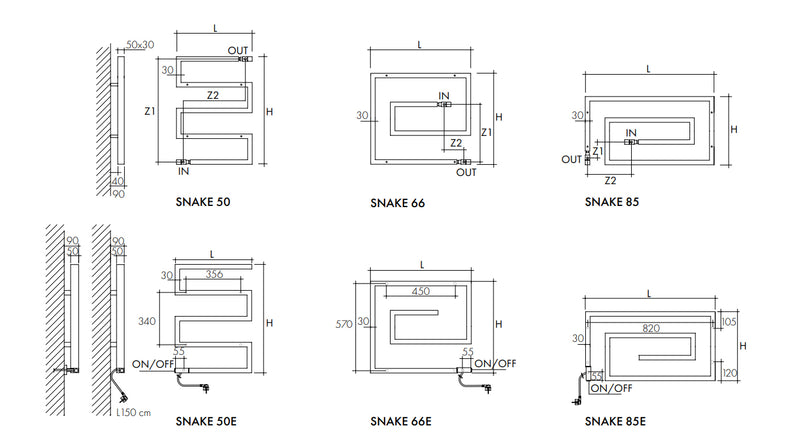 Termoarredo design Scirocco H Snake in acciaio - varie finiture