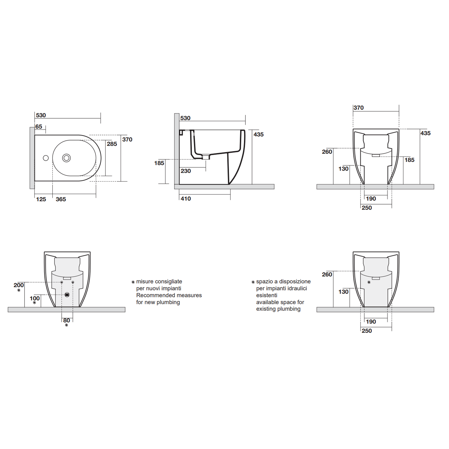 Wandhängende Sanitärkeramik ohne Flansch 53x37 cm Kollektion Flo Kerasan mit Soft-Close-Sitz