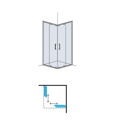 Box doccia 90x90 apertura angolare e scorrevole in alluminio brillantato e cristallo trasparente 6 mm Anticalcare - Collezione Perla  By DocciaGo