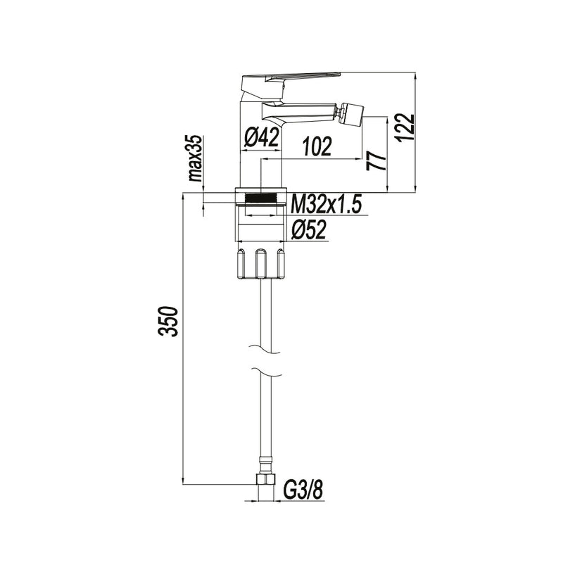 Miscelatore monocomando bidet RubiFlux serie Ampra - Cromo