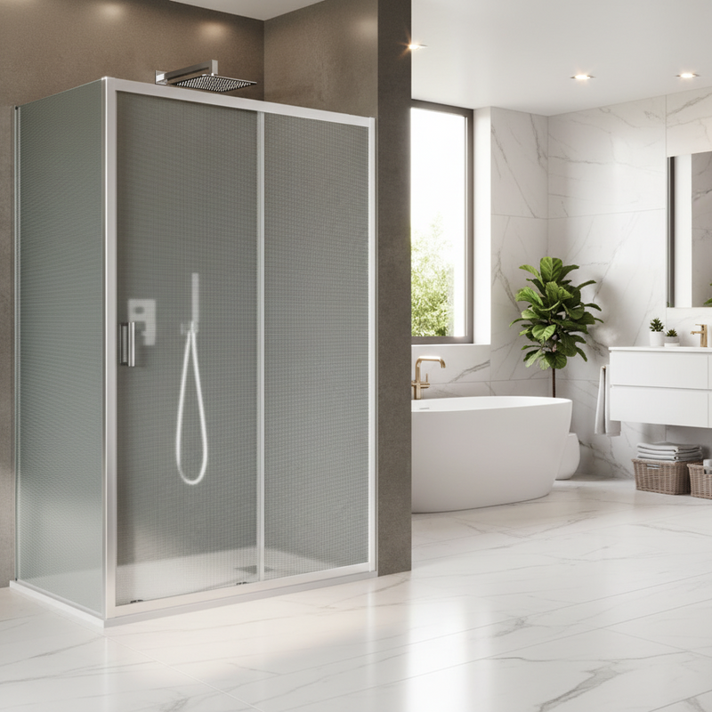 Porta doccia scorrevole cm 100 in cristallo anticalcare Opaco 6 mm e telaio in alluminio collezione Way by DocciaGo