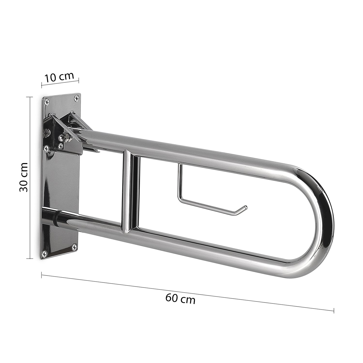 Appoggio ribaltabile con portarotolo modello Snug di Gedy - Cromato
