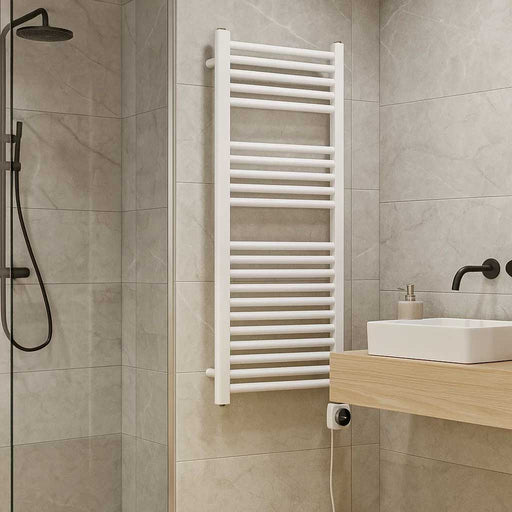 Termoarredo scaldasalviette da bagno elettrico con Termostato Digitale 1160x500 con potenza di 400 Watt Collezione Vialis nuova Generazione BASSO CONSUMO by CeramicStore | Lo specialista del tuo bagno