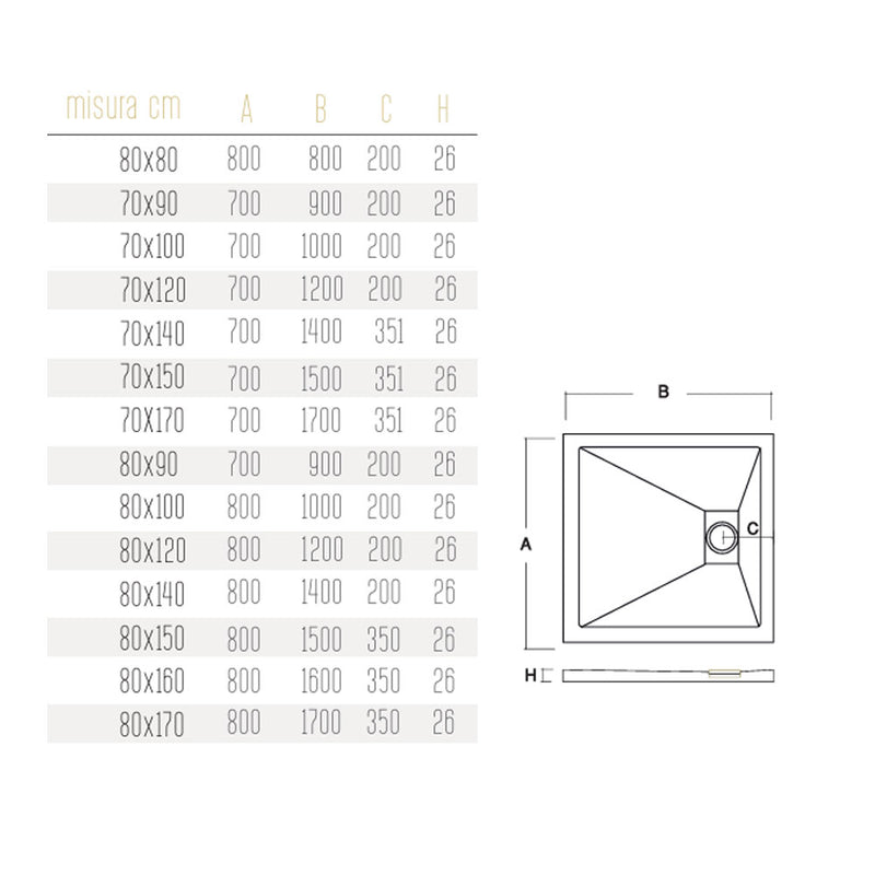 Plato de ducha Stone Essence 70x120 blanco efecto piedra Slim H 2,6 cm