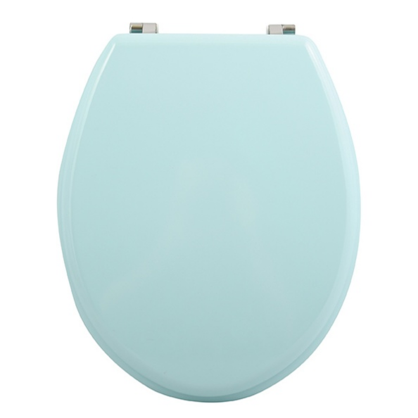 Sedile WC universale modello KLAK realizzato in MDF Verde Pastello e Cerniere in acciaio inox