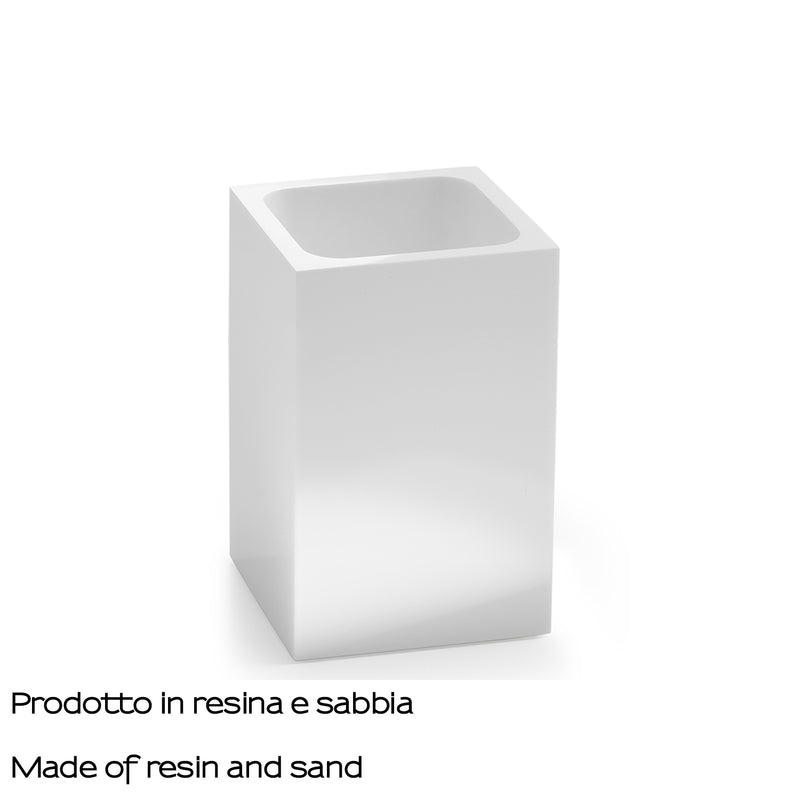 Portaspazzolini in resina e sabbia Gedy serie Sofia - Bianco