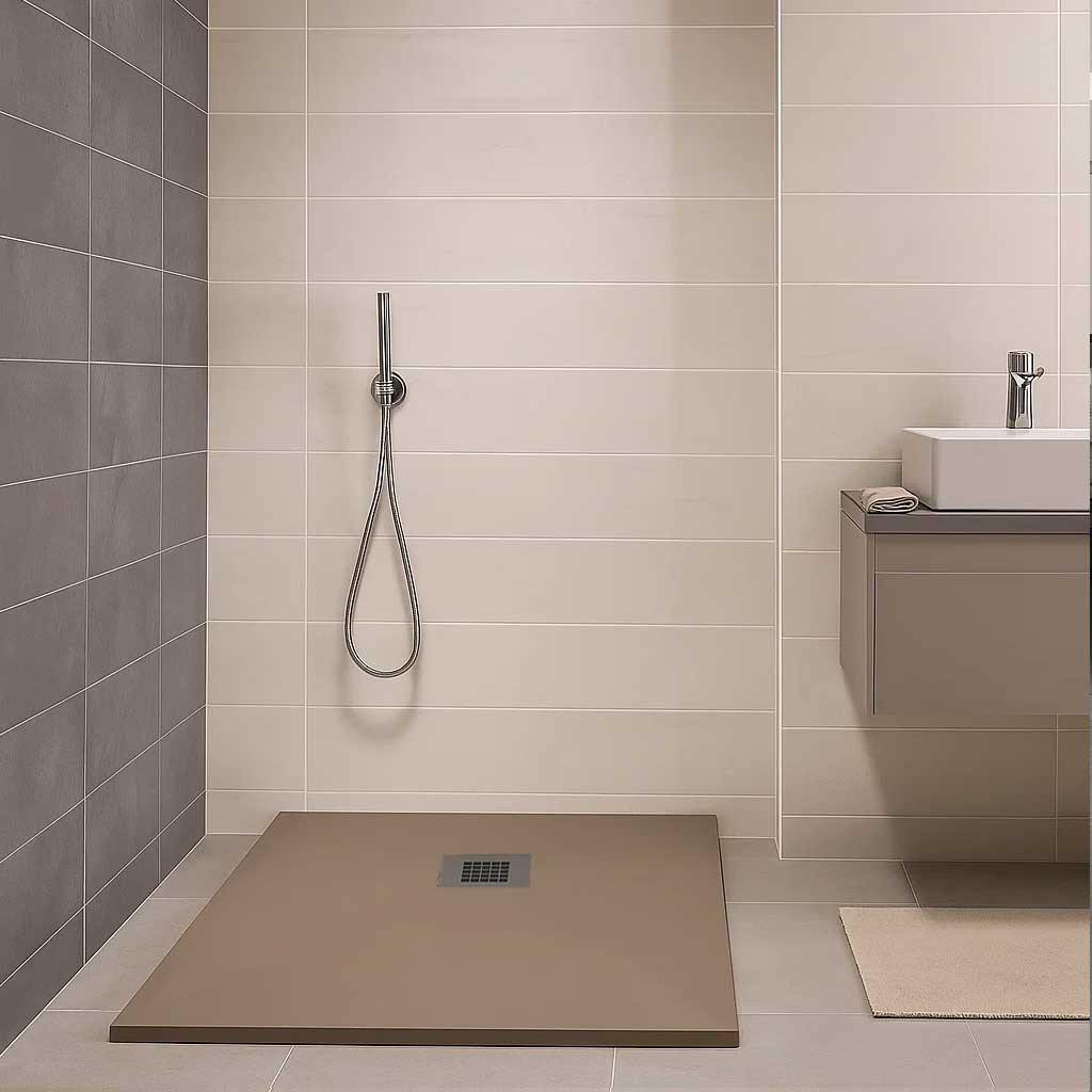 Piatto doccia qualità Premium Elite Evo 100x130 in mineralmarmo colore Tortora superficie Antibatterica