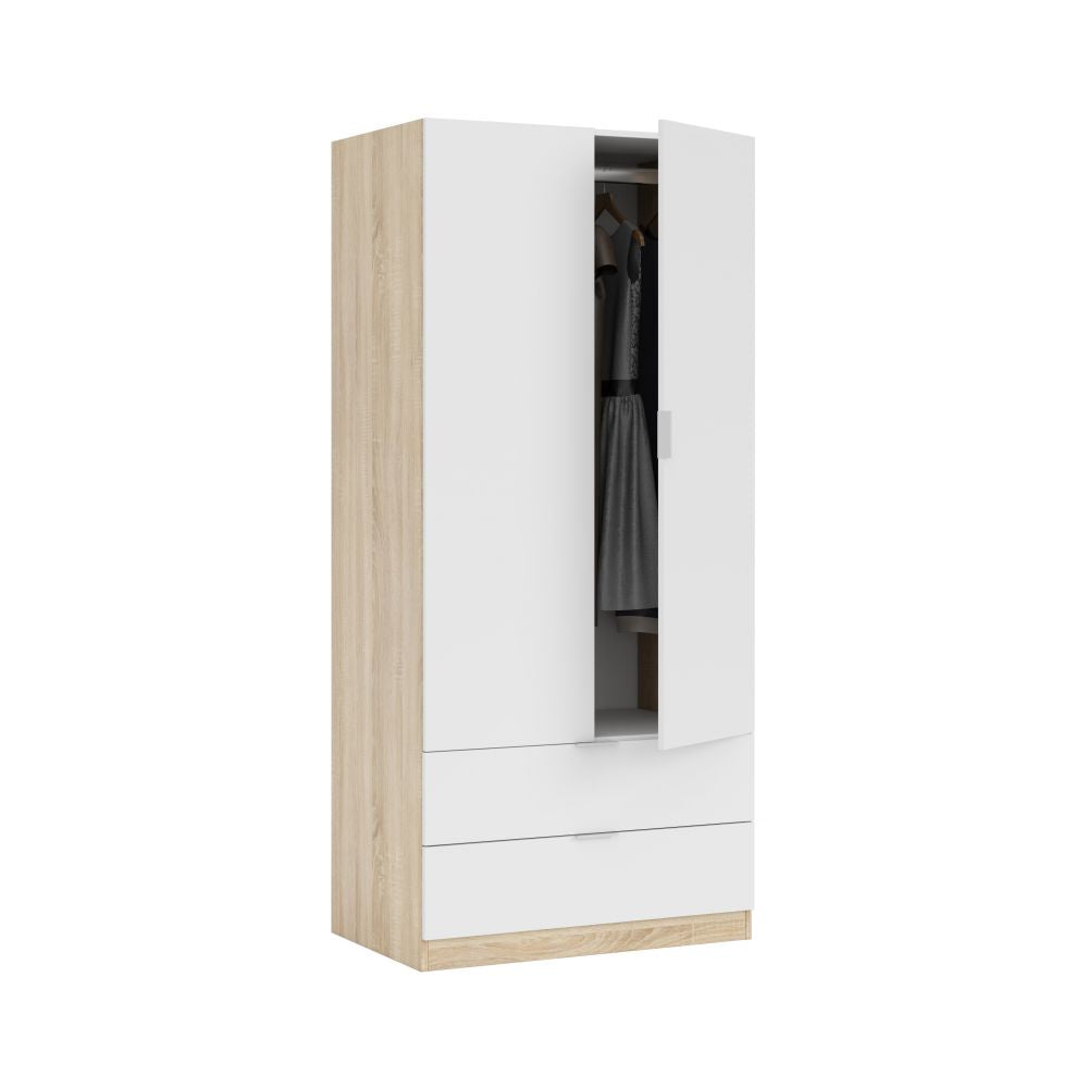 Armadio a due ante e due cassetti - Rovere Canadian/Bianco Artik by CeramicStore | Lo specialista del tuo bagno