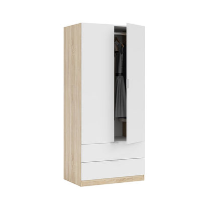 Armadio a due ante e due cassetti - Rovere Canadian/Bianco Artik by CeramicStore | Lo specialista del tuo bagno