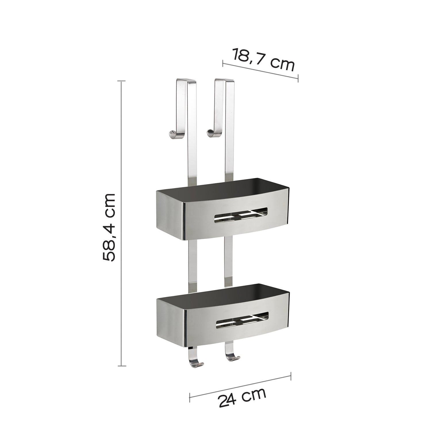 Portaoggetti doccia appendibile a 2 ripiani modello Poseidon di Gedy - Lucido by CeramicStore | Lo specialista del tuo bagno