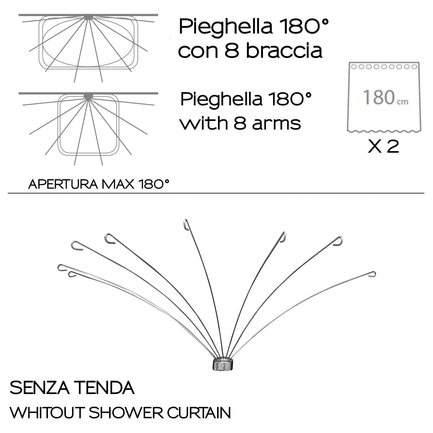 Supporto tenda doccia fino a 180° - Gedy by CeramicStore | Lo specialista del tuo bagno