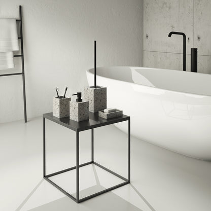 Portasapone in resina e pietre Gedy serie Zoe - Graniglia marmo bianco/nero
