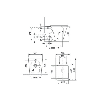 Coppia sanitari a terra BathCore serie Lunaria 56x36x40 cm - Vaso a terra + bidet a terra + copriwater