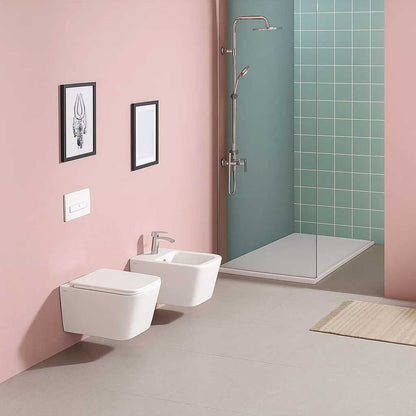 Hängende Badezimmer-Sanitäranlagen mit WC-Sitz BathCore Modell Velvet Rimless/Tornado Quiet 49x34 cm - Weiß
