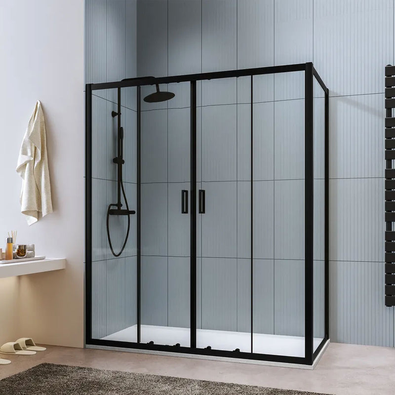 Cabine de douche d'angle Loop 70x90 en aluminium et verre anticalcaire Smart Clean