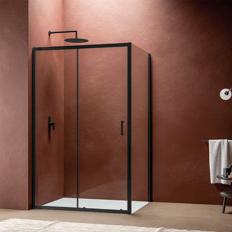 Eck-Duschkabine Loop 70x90 aus Aluminium und kalkabweisendem Glas Smart Clean
