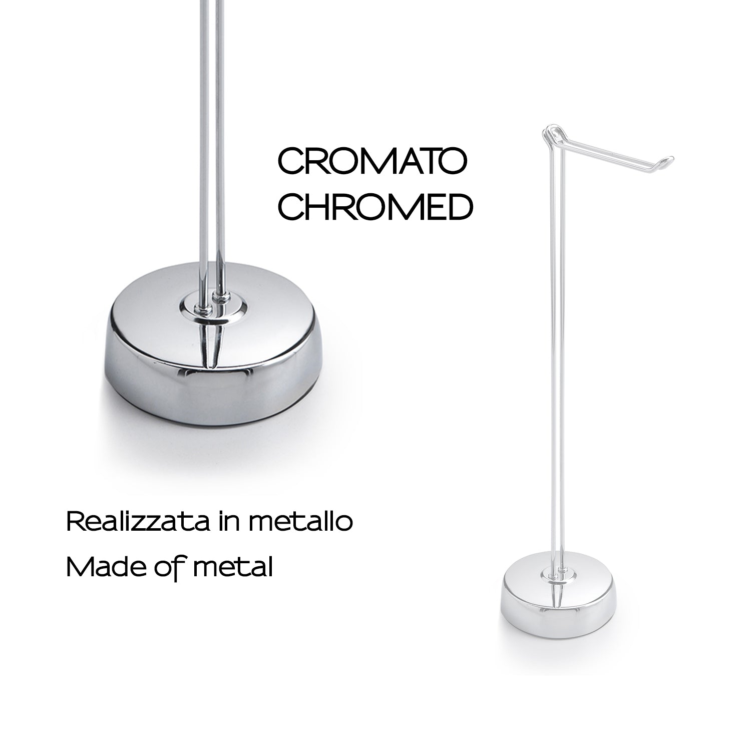 Piantana con portarotolo di riserva modello Minà¹ di Gedy - Cromato