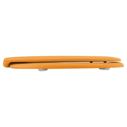 Sedile WC universale modello KLAK realizzato in  Thermo Dur Colore Arancione e Cerniere in acciaio inox