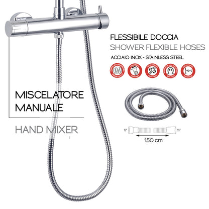 Colonna doccia con miscelatore a 4 getti e soffione modello Star Plus 00 di Gedy - Cromato by CeramicStore | Lo specialista del tuo bagno