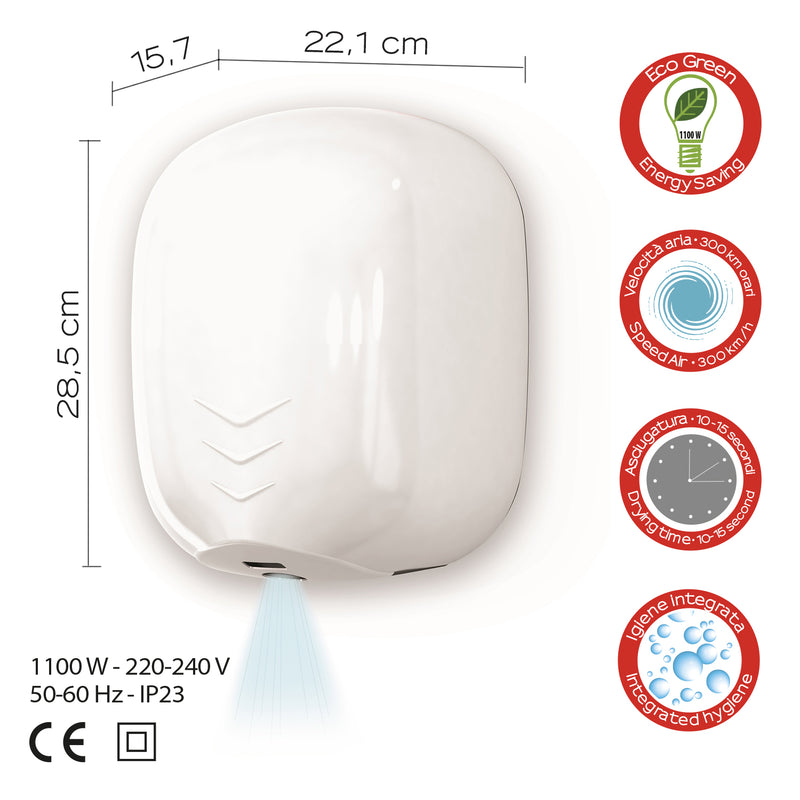 Gedy Bora Eco Jet Asciugamano Elettrico Fotocellula - Igiene by CeramicStore | Lo specialista del tuo bagno