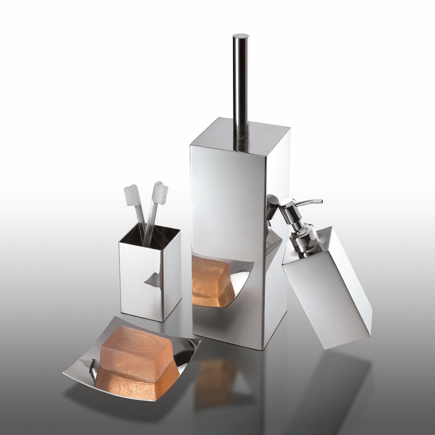 Portaspazzolini in Acciaio Inox Gedy serie Nemesia - Lucido