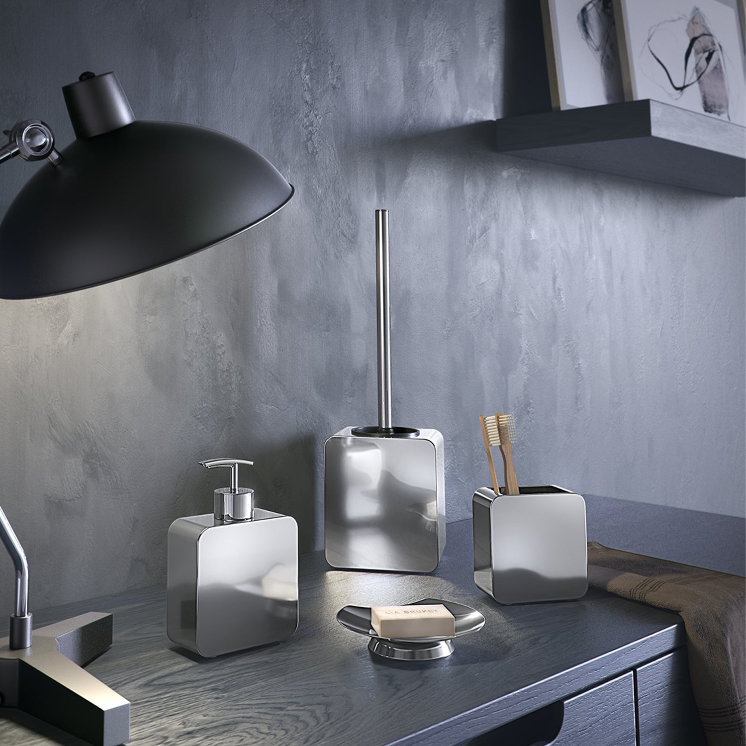 Portasapone in Acciaio Inox Gedy serie Polaris - Lucido