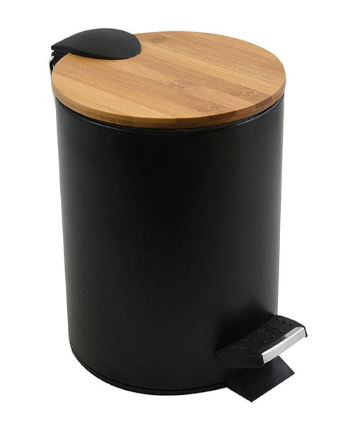 Pattumiera a pedale Acciaio e Bambà¹ ADONIS da tre litri verniciato Nero con chiusura soft close by CeramicStore | Lo specialista del tuo bagno