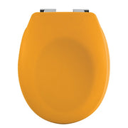 Sedile WC universale modello KLAK realizzato in  Thermo Dur Colore Arancione e Cerniere in acciaio inox