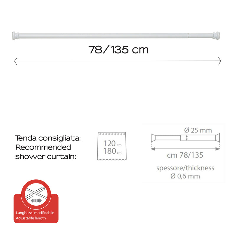 Asta doccia estensibile 80/135 cm in alluminio di Gedy - Bianco by CeramicStore | Lo specialista del tuo bagno