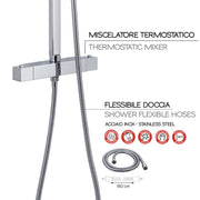 Colonna doccia estensibile con soffione quadrato e doccetta modello Star Mix 01 di Gedy - Cromato by CeramicStore | Lo specialista del tuo bagno