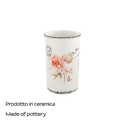 Portaspazzolini da appoggio in ceramica Gedy serie Clothilde - Bianco