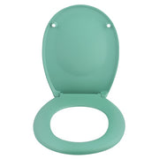 Sedile WC universale modello KLAK realizzato in  Thermo Dur Colore Verde Menta e Cerniere in acciaio inox